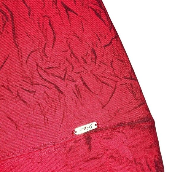 Y2K Oxus Size XS Red Abstract Patterned Body-Con Structured Halter Mini Dress - Picture 4 of 5